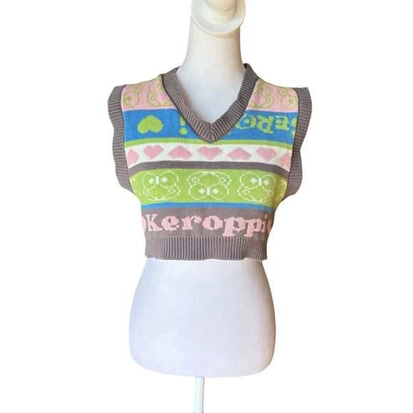 Forever 21 Keroppi x Hello Kitty Cropped Knit Sweater Vest Womens Size Small - Picture 4 of 10